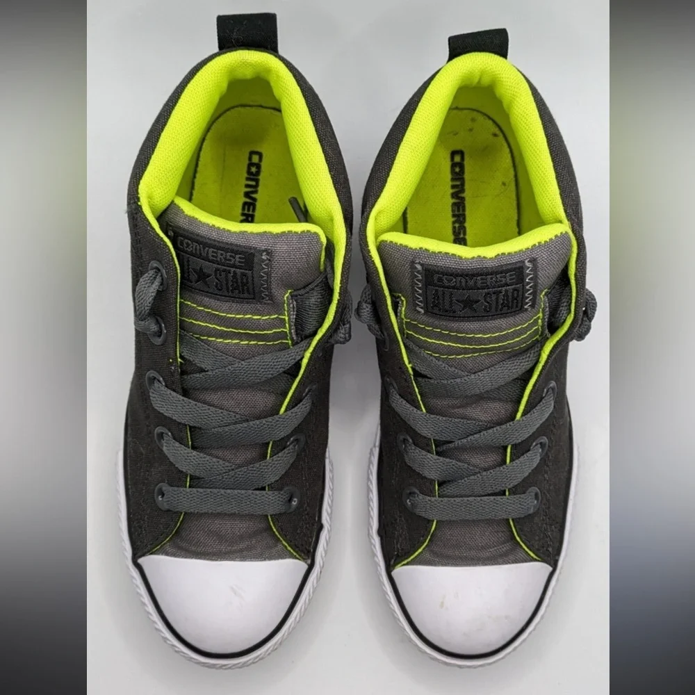 Converse Kids Charcoal and Lime‎ Sneakers